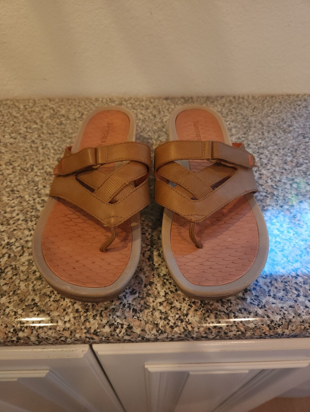Brown Leather-Style Women's Flip Sandals